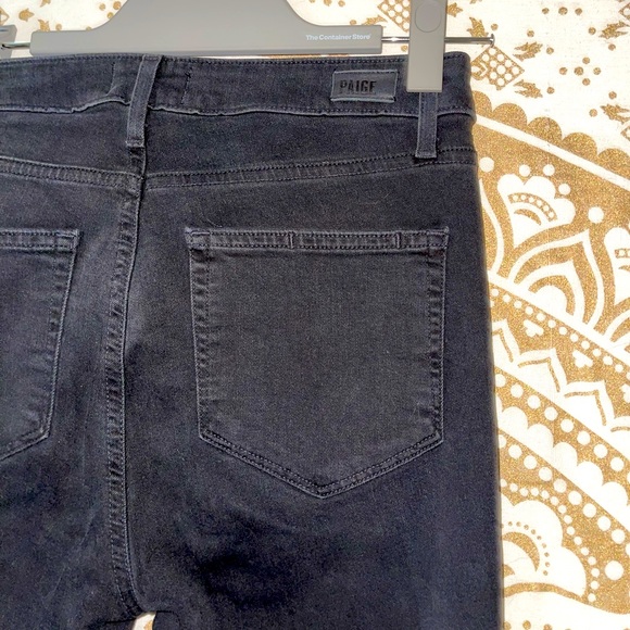 ✨HP✨  “PAIGE” LADIES BLACK ZIP & BUTTON-UP HOXTON CROP RIPPED JEANS, SIZE 27 - Picture 4 of 9